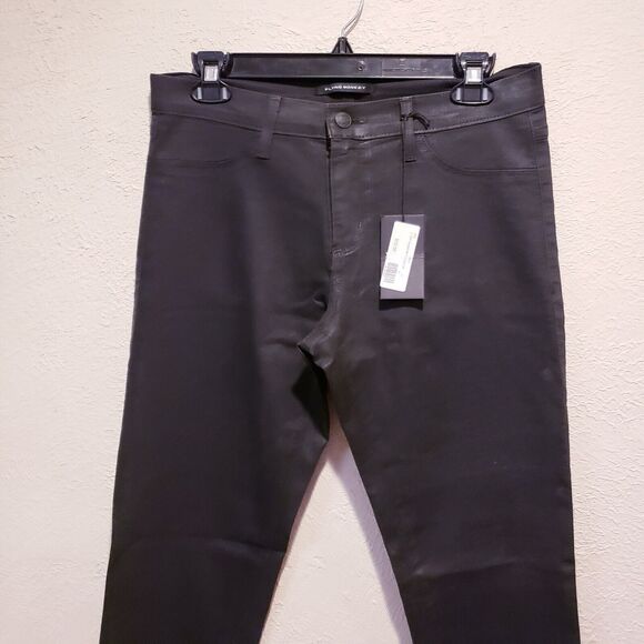 NWT Flying Monkey Black Waxed Coated High Rise Jeggings Jeans Sz 30 - Picture 2 of 11